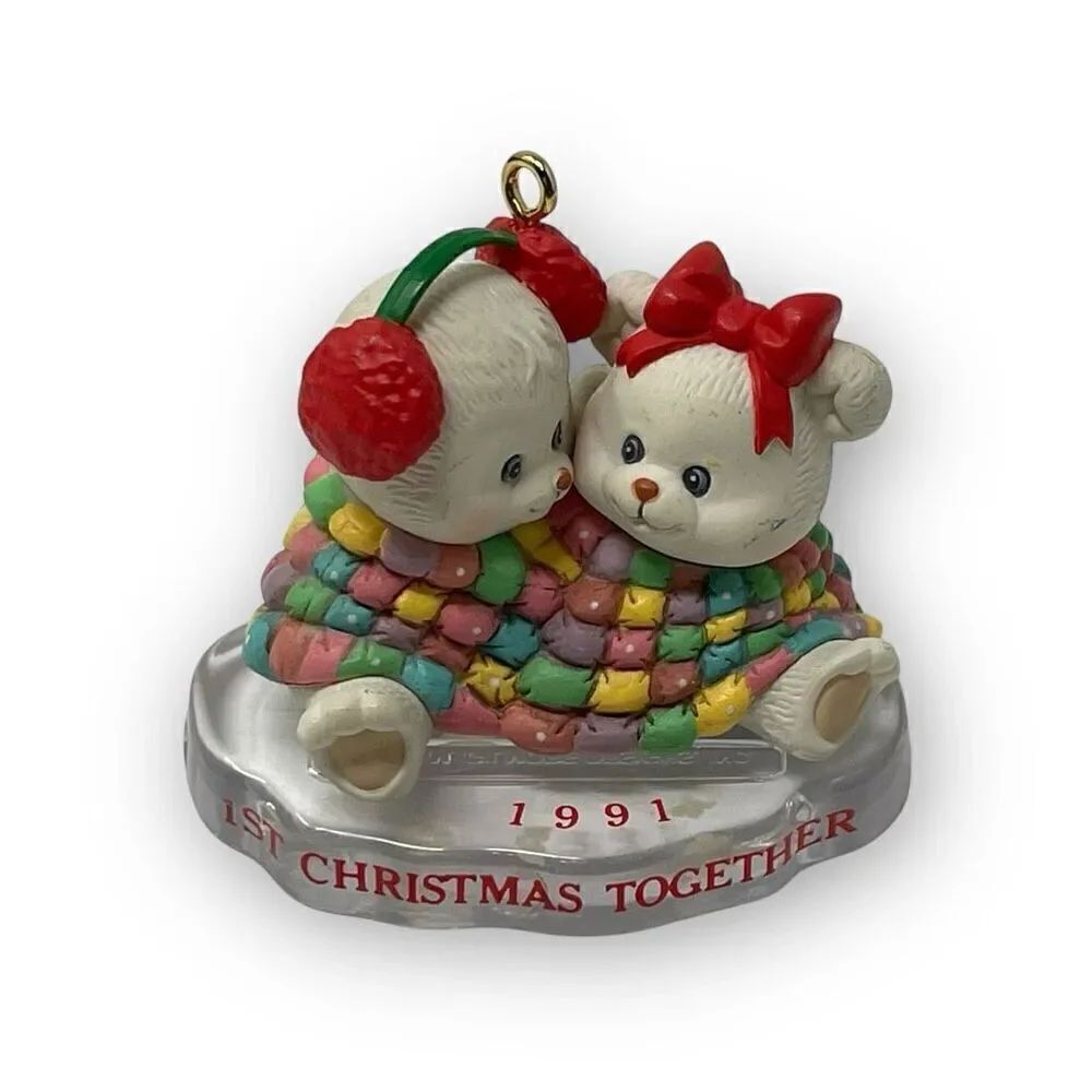Vintage 1993 M Gilmore Designs 1st Christmas Together Ornament Cuddling Bears - Picture 6 of 8